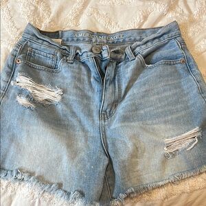 American Eagle Outfitters Blue Distressed Jean Shorts